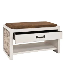 Garderobenbank Oficina in Weiß Braun