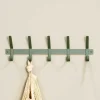 Garderobenleiste in Graugrün mit 5 Doppelhaken - Roosenia