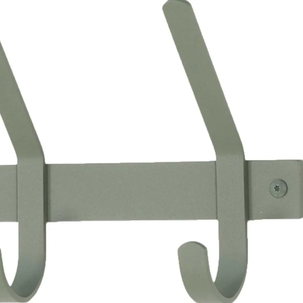 Garderobenleiste in Graugrün mit 5 Doppelhaken - Roosenia