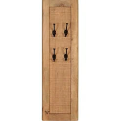 Garderobenpaneel aus Holz & Rattan Geflecht - Lazianus
