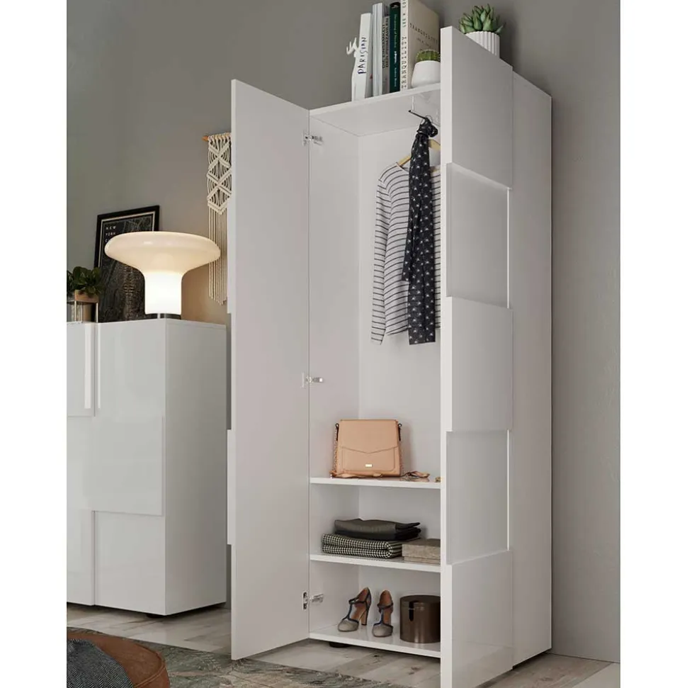 Garderobenschrank in Weiß hochglänzend - Castalla