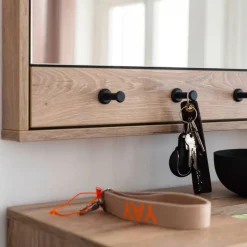 Garderobenspiegel mit drei Schlüsselhaken - Vapposia