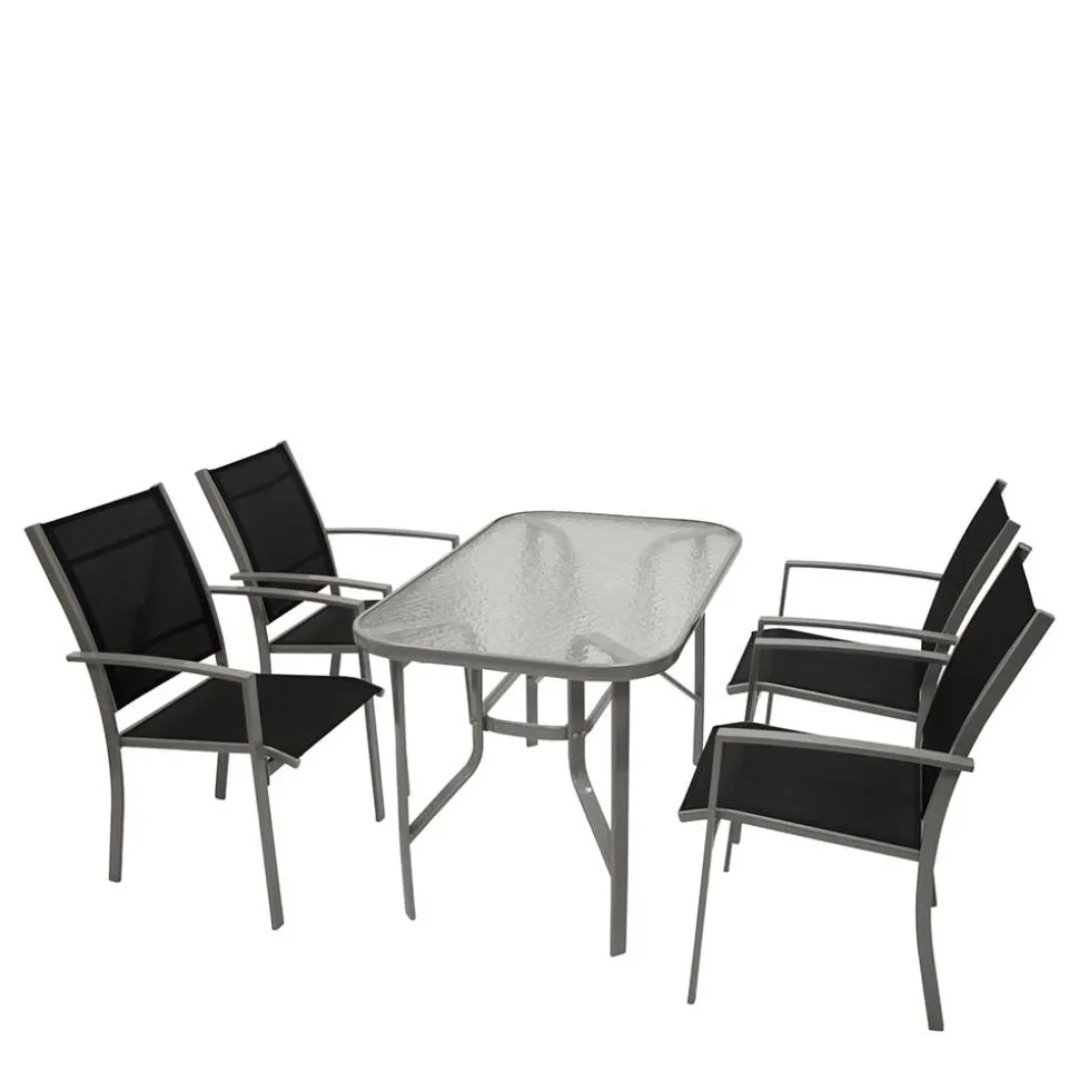 Garten Glastisch & Armlehnstühle - Anota (fünfteilig)