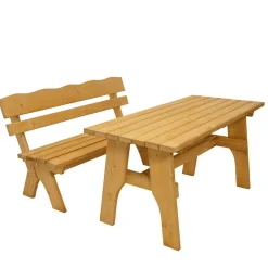 Garten Holzbank mit Lehne & Tisch - Luxuria (zweiteilig)