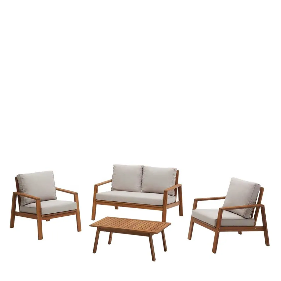 Garten Lounge Sitzgruppe aus Massivholz - Lititia (vierteilig)