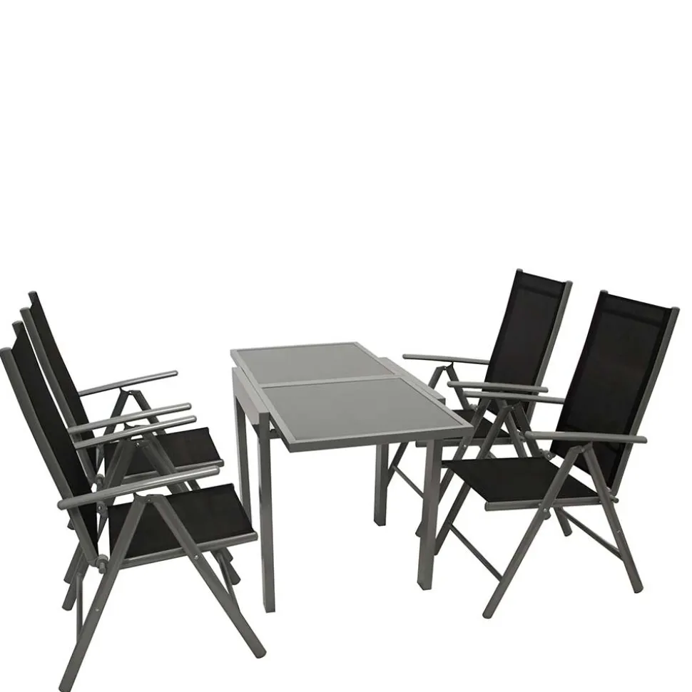 Garten Tischgruppe mit Klappstühlen - Arno (fünfteilig)