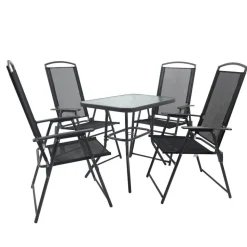 Garten Tischgruppe mit Klappstühlen - Alcamo (fünfteilig)