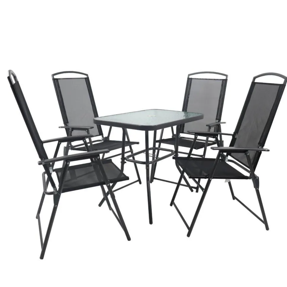 Garten Tischgruppe mit Klappstühlen - Alcamo (fünfteilig)