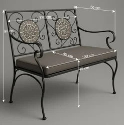 Gartenbank mit Mosaik aus Keramik - Tasmania