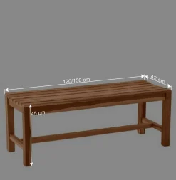 Gartenbank ohne Rückenlehne aus Teak Massivholz - Klahuma