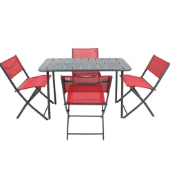 Gartengarnitur in Rot Schwarz - Maximilian (fünfteilig)