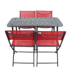 Gartengarnitur in Rot Schwarz - Maximilian (fünfteilig)