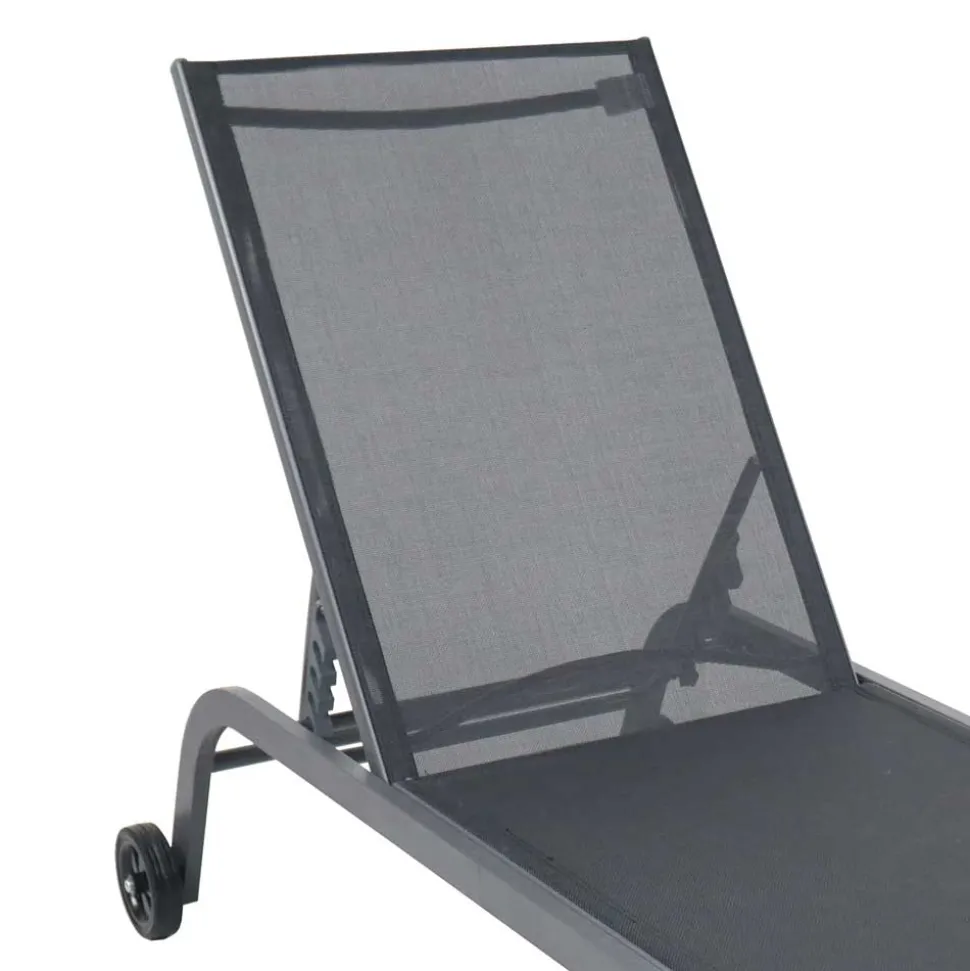 Gartenliege mit Rollen in Schwarz - Asprecca