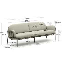 Gartensofa in Graugrün aus Metall - Ocna