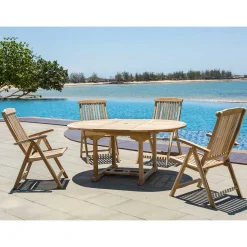 Gartentisch & Klappsessel aus Holz - Klahuma (fünfteilig)