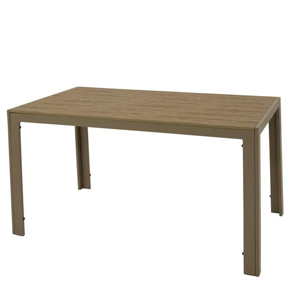 Gartentisch aus Kunststoff Holzoptik Braun - Ruberta