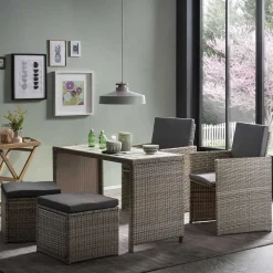 Gartentisch Gruppe aus Polyrattan - Hongkong (fünfteilig)