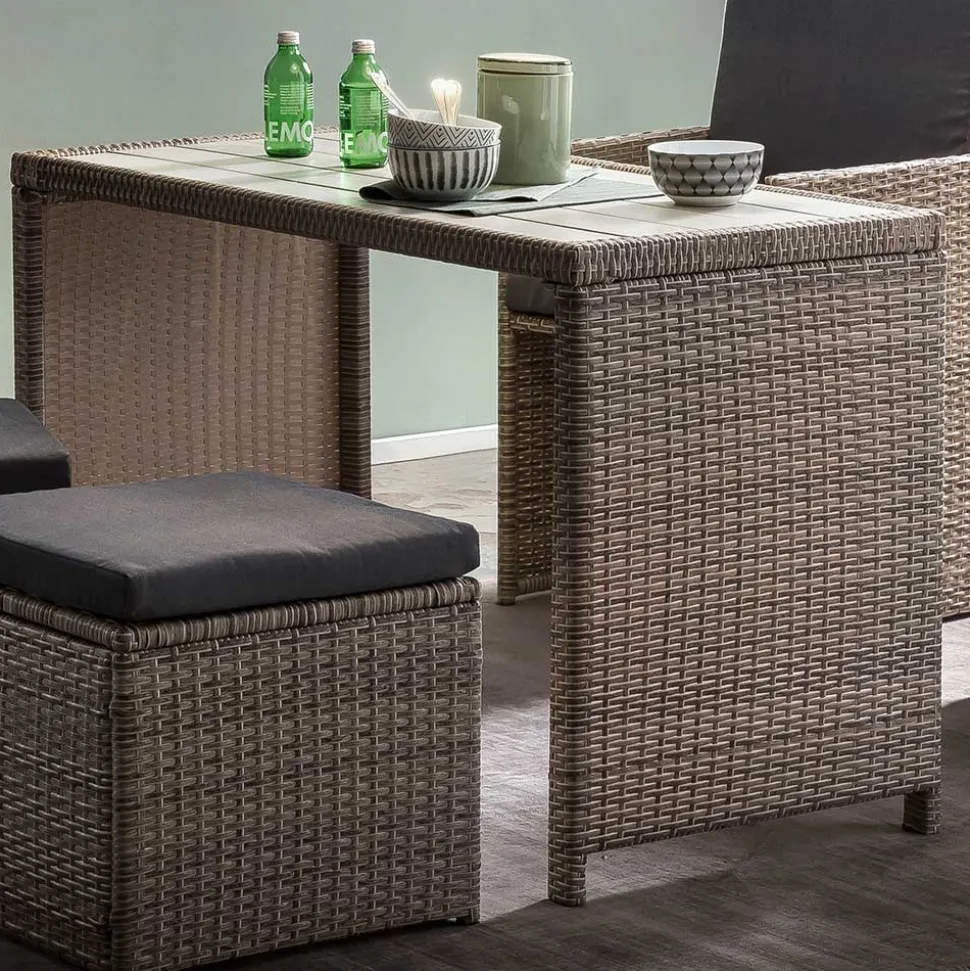 Gartentisch Gruppe aus Polyrattan - Hongkong (fünfteilig)