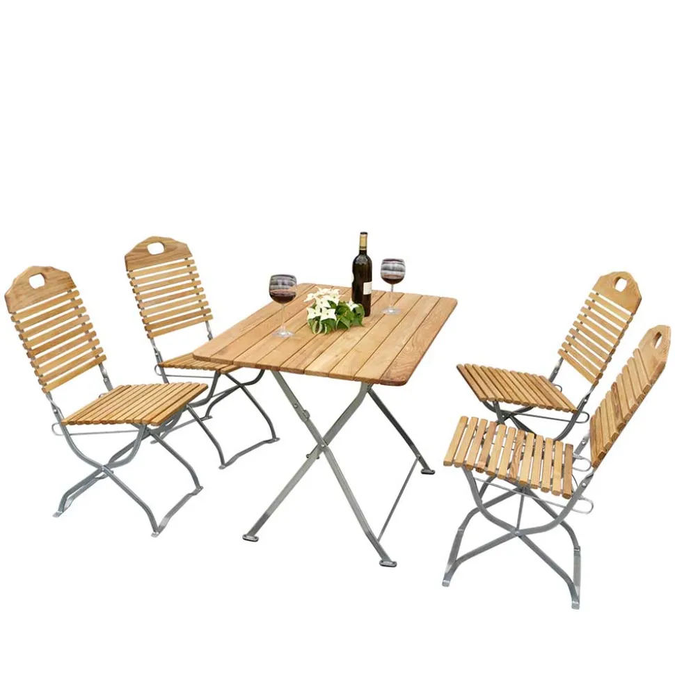 Gartentischgruppe Marino aus Robinie massiv (fünfteilig)