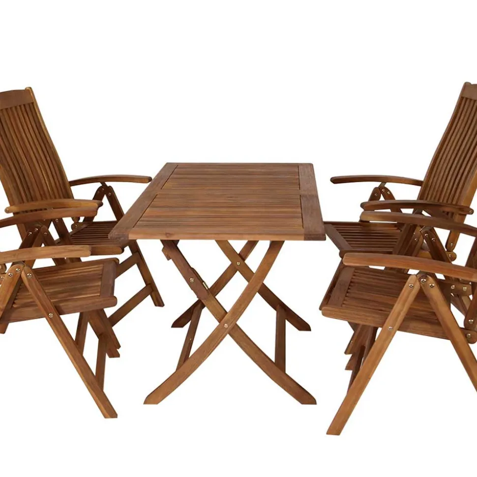Gartentischgruppe Vrony aus Akazie Massivholz (fünfteilig)