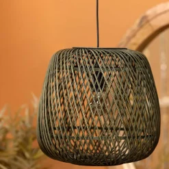 Geflecht Hängeleuchte in Oliv Grün - Enzuena (2er Set)