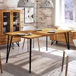 Geölter Wildeiche Essenstisch mit Stahlbeinen - Mandirov