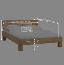 Geöltes Massivholzbett Benet in sieben Breiten