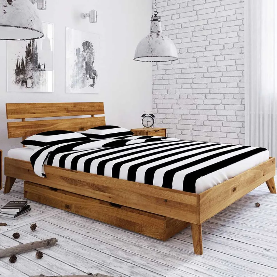 Geöltes Wildeiche Bettgestell mit 190cm Länge - Eavy