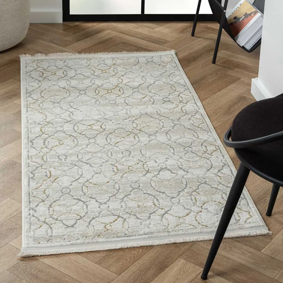 Gemusterter Kurzflor Teppich hell - Ladoria