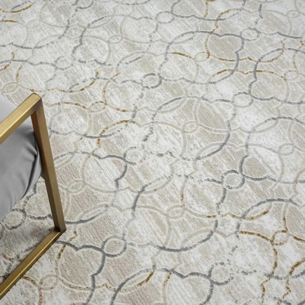 Gemusterter Kurzflor Teppich hell - Ladoria