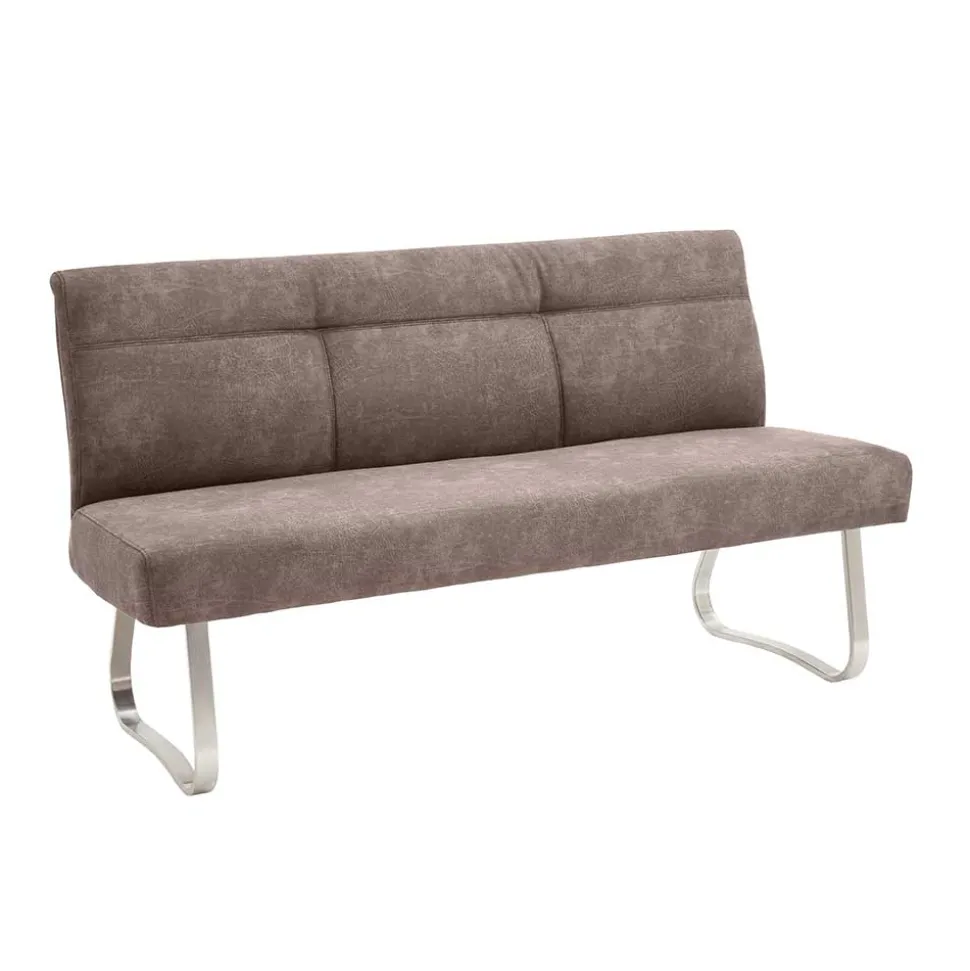 Gepolsterte Bank in Beige Microfaser - Anguro