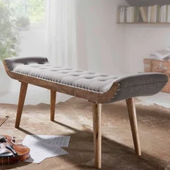 Gepolsterte Sitzbank in Grau Stoffbezug - Dattilon