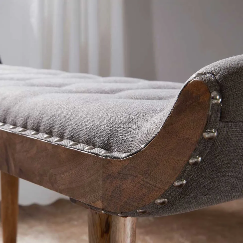 Gepolsterte Sitzbank in Grau Stoffbezug - Dattilon