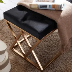 Gepolsterte Sitzbank in Schwarz Samt - Didesco