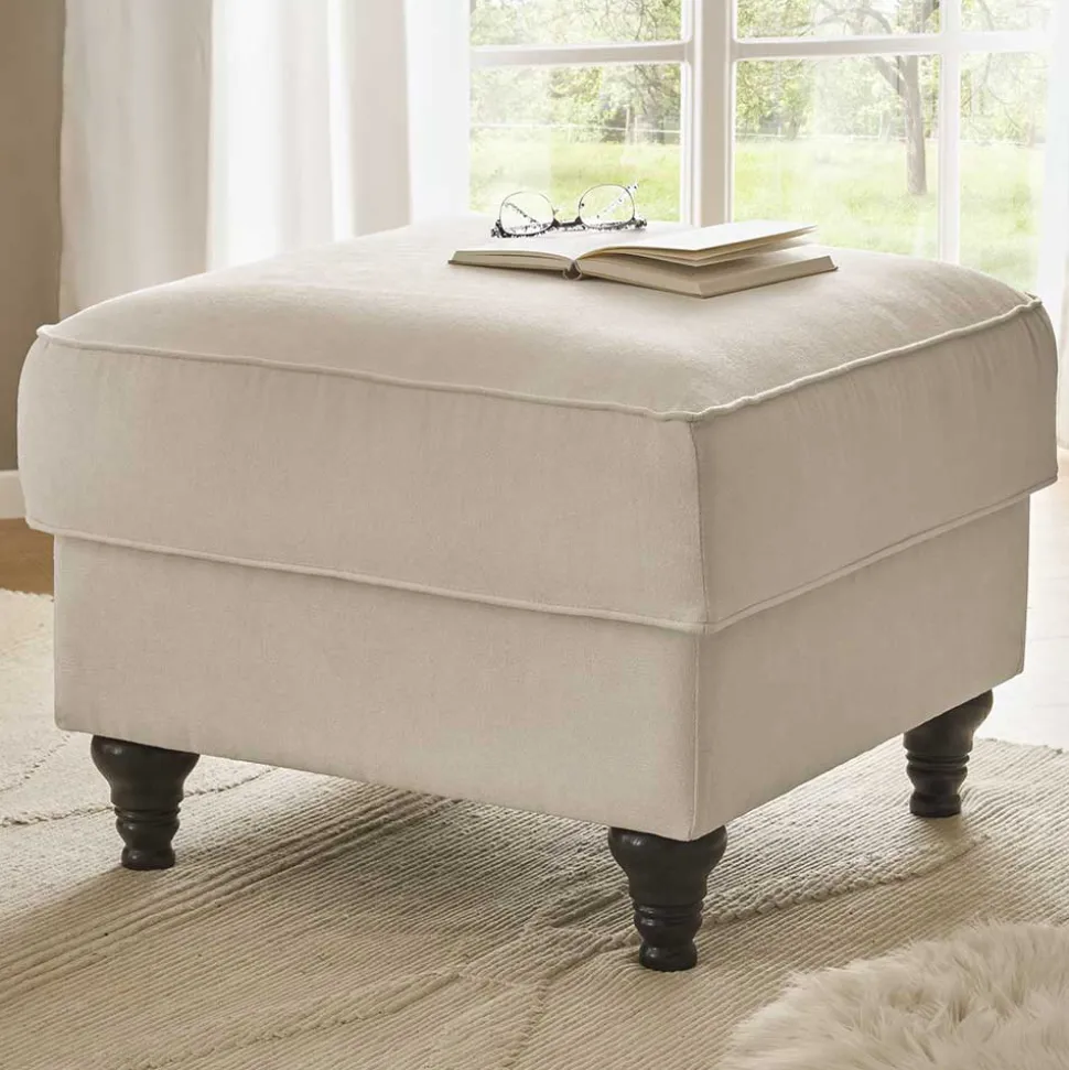 Gepolsterter Hocker im Vintage Landhaus Look - Merandes