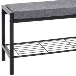 Geradlinige Metallbank gepolstert in Schwarz - Deliana