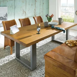 Geradliniger Esstisch in Honig & Silber - Chapan