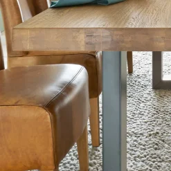 Geradliniger Esstisch in Honig & Silber - Chapan