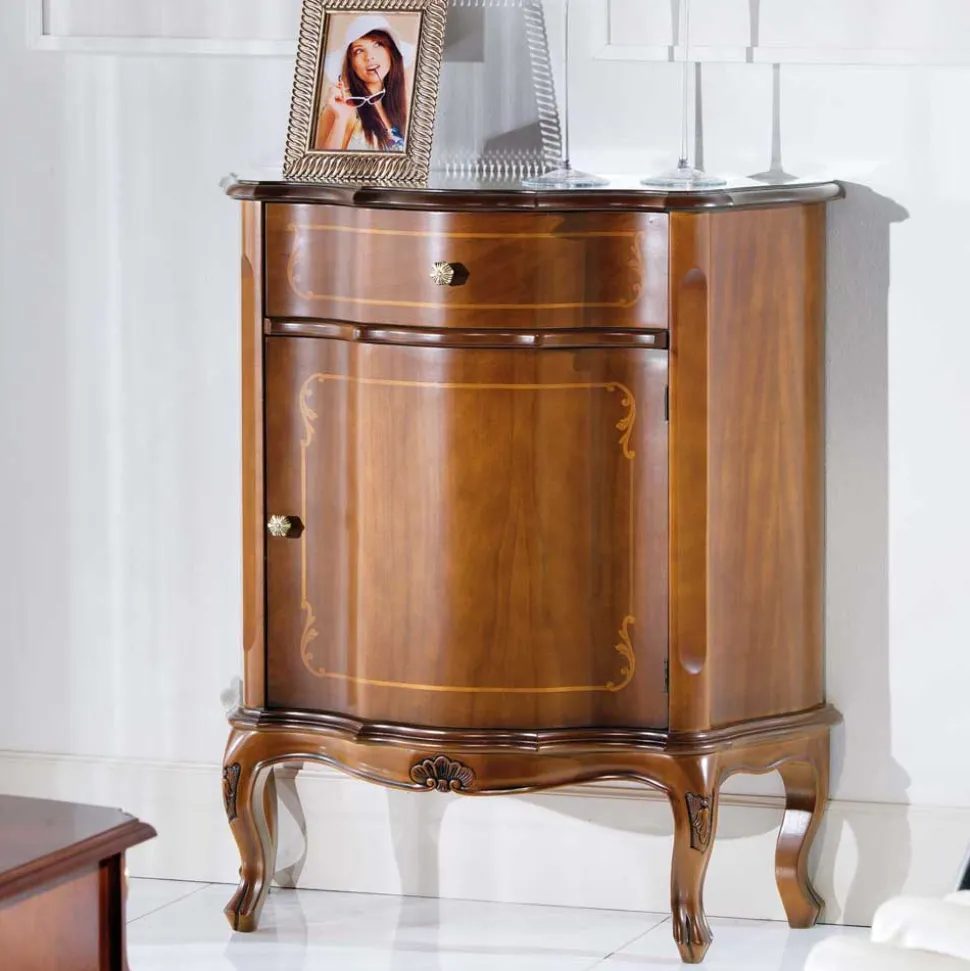 Gerundete Kommode im Barock Stil Dentro mit Nussbaum Furnier