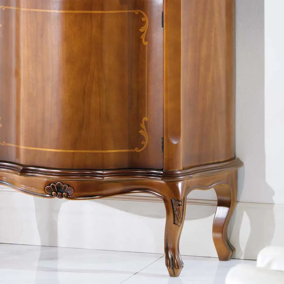 Gerundete Kommode im Barock Stil Dentro mit Nussbaum Furnier