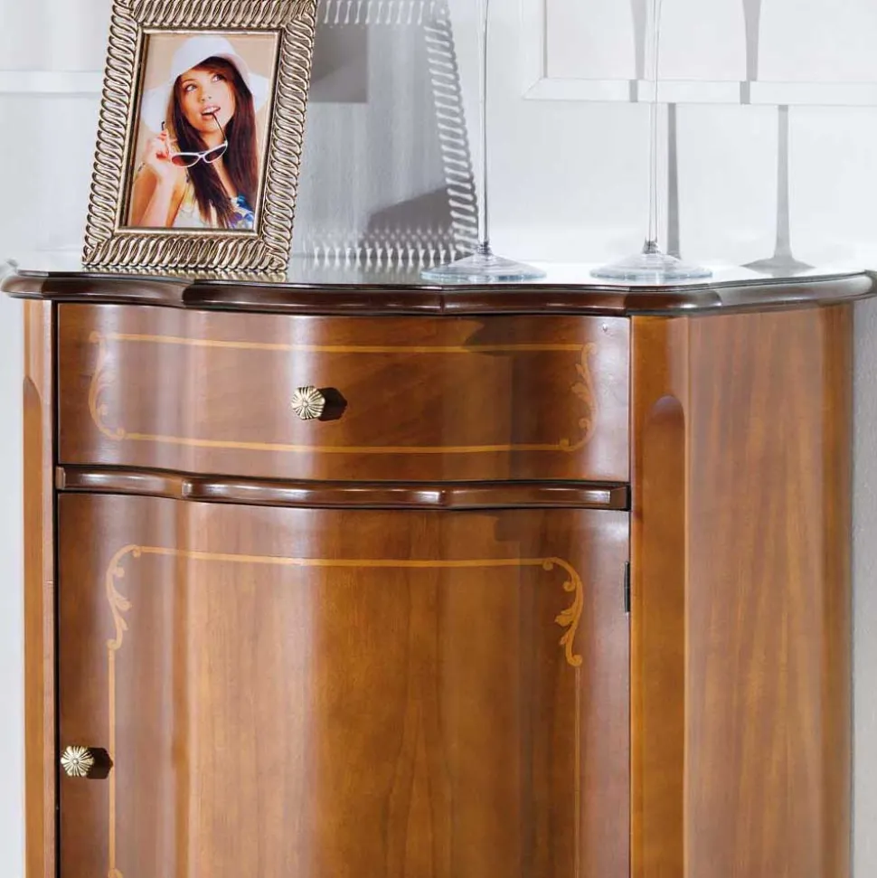 Gerundete Kommode im Barock Stil Dentro mit Nussbaum Furnier