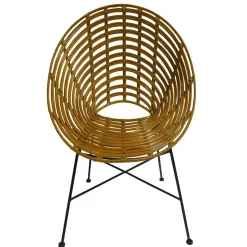 Gerundeter Designstuhl aus Rattan Geflecht Natur - Makan