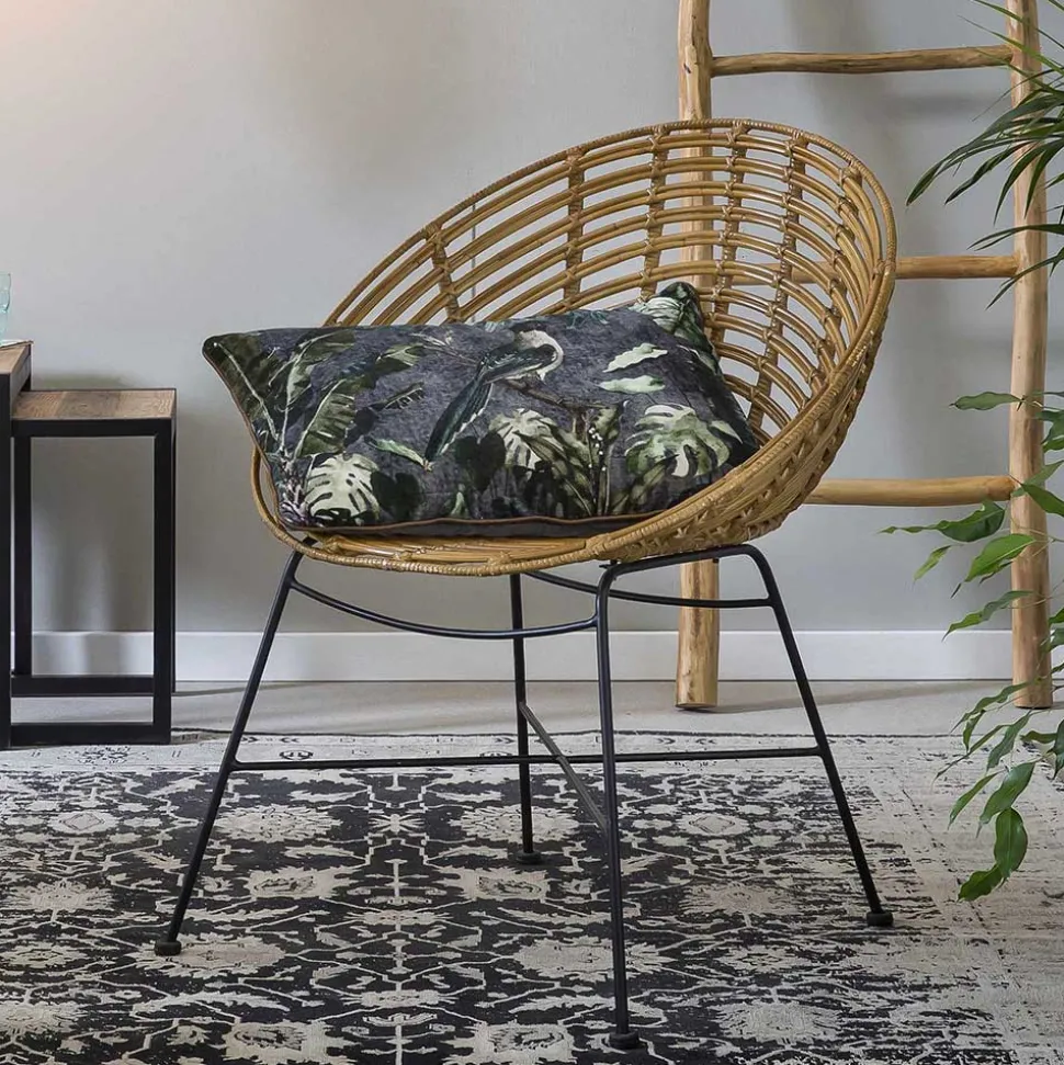 Gerundeter Designstuhl aus Rattan Geflecht Natur - Makan
