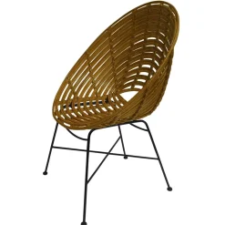 Gerundeter Designstuhl aus Rattan Geflecht Natur - Makan