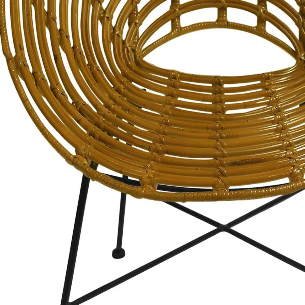 Gerundeter Designstuhl aus Rattan Geflecht Natur - Makan
