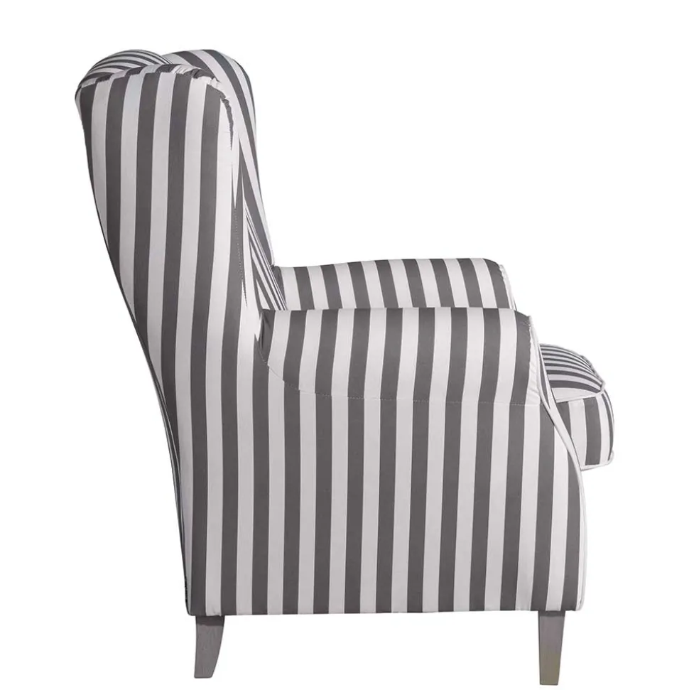Gestreifter Ohrensessel in Hellbraun und Weiß - Carlovac