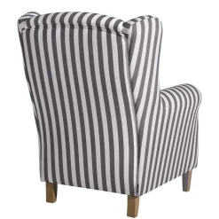 Gestreifter Ohrensessel in Hellbraun und Weiß - Carlovac