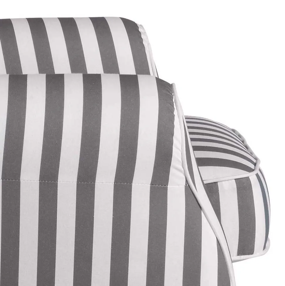 Gestreifter Ohrensessel in Hellbraun und Weiß - Carlovac