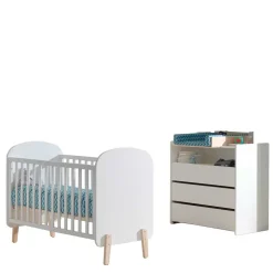 Gitterbett und Wickelkommode Set - Mauricia (zweiteilig)