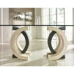 Glas Esstisch Tiber mit Stein